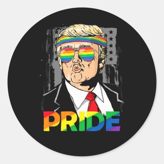 Pride Maand Shirt Trump Lesbisch Gay Bual Trans Ronde Sticker (Voorkant)