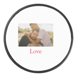 Pride maand toevoegen gay paar foto naam liefde LQ Hockey Puck