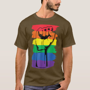 Pride Month Merch LGBT Rainbow Fist LGBTQ Gay Prid T-shirt
