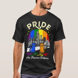 Pride of San Francisco City California Cats Rainbo T-shirt
