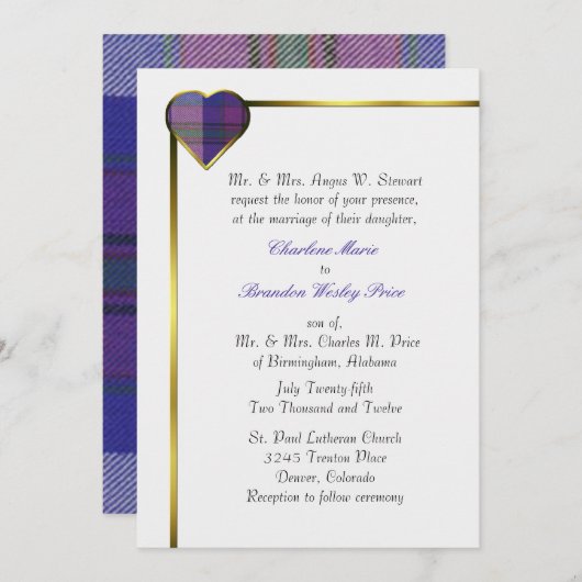 Pride of Scotland Pset Heart Wedding Invitation Kaart (Voorkant / Achterkant)