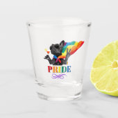 Pride Party Dog in regenboogkapje Shot Glas (Voorkant)
