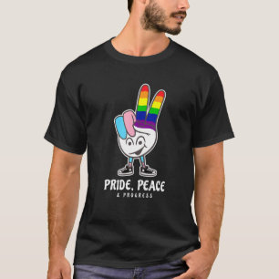 Pride Peace Progress LGBTQ Peace Sign Equality Rai T-shirt