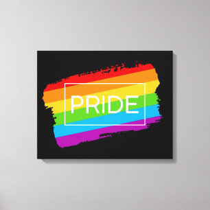 Pride penseelstreek regenboog canvas afdruk