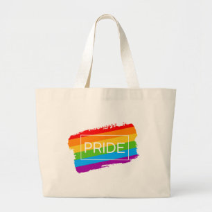 Pride penseelstreek regenboog grote tote bag