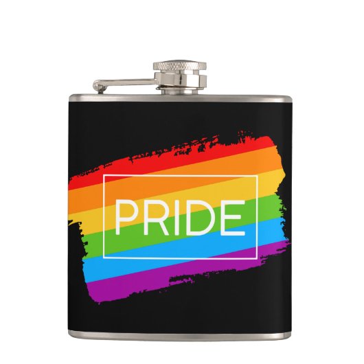 Pride penseelstreek regenboog heupfles (Voorkant)
