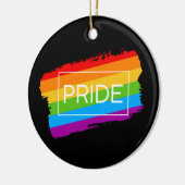 Pride penseelstreek regenboog keramisch ornament (Links)