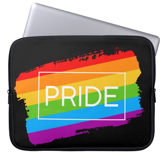 Pride penseelstreek regenboog laptop sleeve (Voorkant)