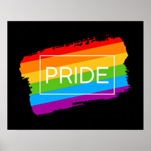 Pride penseelstreek regenboog poster