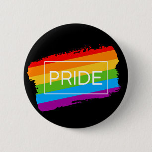 Pride penseelstreek regenboog ronde button 5,7 cm