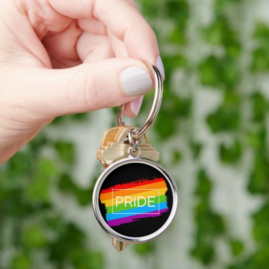 Pride penseelstreek regenboog sleutelhanger (Hand)