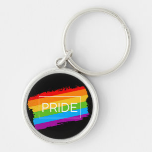 Pride penseelstreek regenboog sleutelhanger
