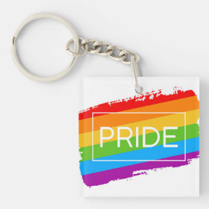 Pride penseelstreek regenboog sleutelhanger
