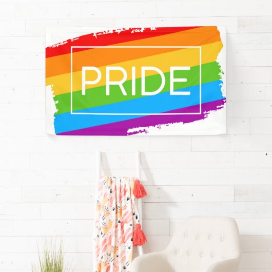 Pride penseelstreek regenboog spandoek (Insitu)