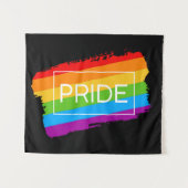 Pride penseelstreek regenboog wandkleed (Voorkant (horizontaal))