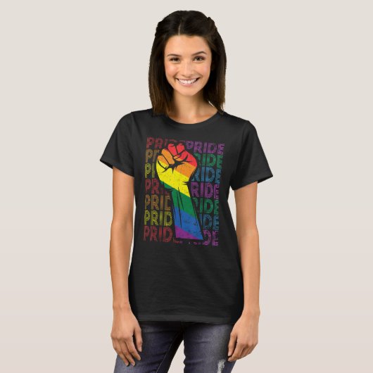 Pride Power Fist Lgbt Maand Gay Lesbian Transgende T-shirt (Voorkant volledig)