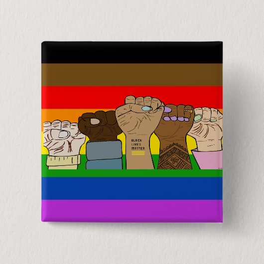 Pride Power Fists/BLM Square Button (Voorkant)