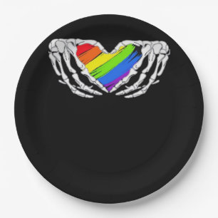 Pride - Pride Skeleton Handen met Heart 2 Classic Papieren Bordje