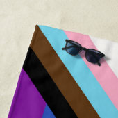 Pride Progress Flag Black Aangepast monogram LGBT Strandlaken (In situ)