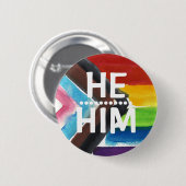 PRIDE PRONOUN HE/HIM BADGE Button (Voorkant /achterkant)
