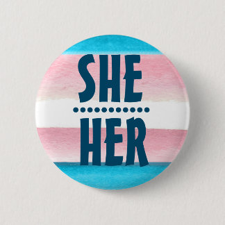 PRIDE PRONOUN SHE/HER BADGE Button