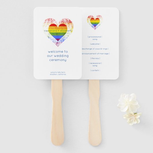 Pride Raimbow Heart All LGTB Weddings Handwaaier (Voorkant en achterkant)
