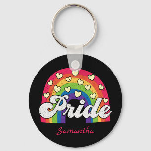Pride Rainbow and Hearts   LGBTQ Sleutelhanger