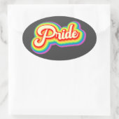 Pride Rainbow belettering Ovale Sticker (Tas)