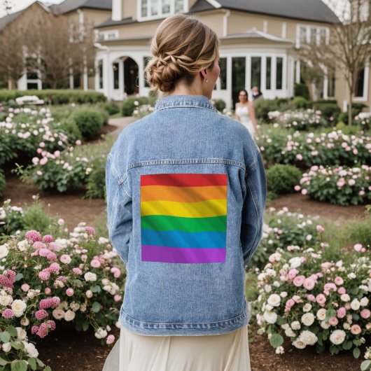 Pride Rainbow Flag Denim Jacket – LGBTQ+ Unisex (Huwelijk Achterkant)