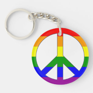 Pride Rainbow Flag Peace Sign Sleutelhanger