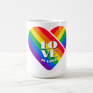 Pride Rainbow Heart Button Koffiemok