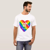 Pride Rainbow Heart Button T-shirt (Voorkant volledig)