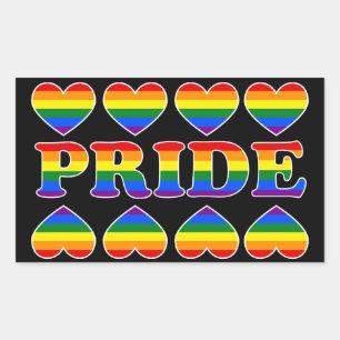 PRIDE Rainbow Hearts Rechthoekige Sticker