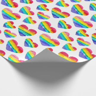 Pride Rainbow Hearts White Cadeaupapier