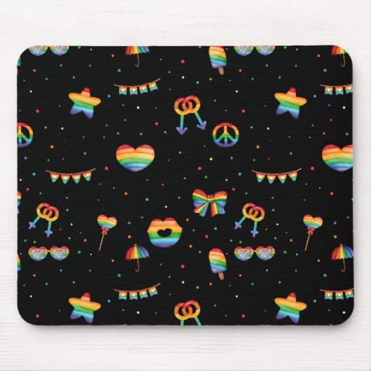 Pride Rainbow LGBT Gay Queer One Love Pattern Mous Muismat (Voorkant)