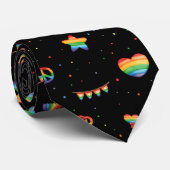 Pride Rainbow LGBT Gay Queer One Love Pattern Neck Stropdas (Opgerold)