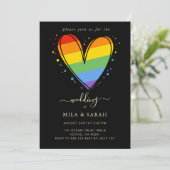 Pride Rainbow LGBTQ Heart Weddenschap Kaart (Staand voorkant)