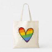 Pride Rainbow LGBTQ Heart Weddenschap Tote Bag (Achterkant)