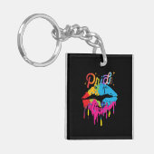 Pride Rainbow Lips | LGBTQ | Dripping Lips Sleutelhanger (Voorkant Links)