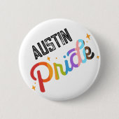 Pride Rainbow Pin met stadstempel - Austin TX Ronde Button 5,7 Cm (Voorkant)