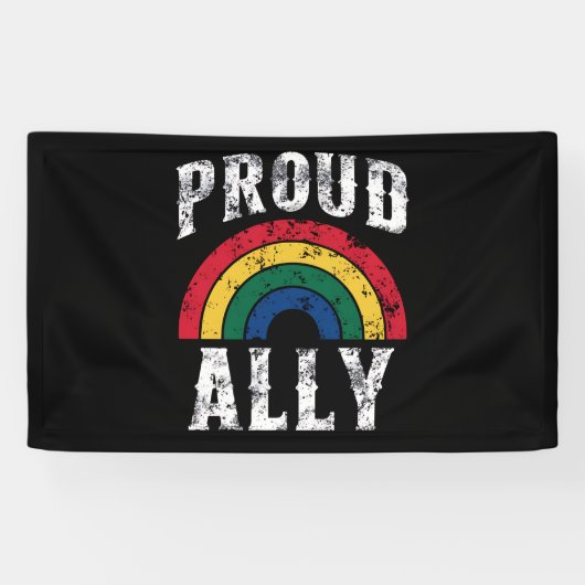 Pride Rainbow Proud Ally Lesbische Pride  Spandoek (Horizontaal)