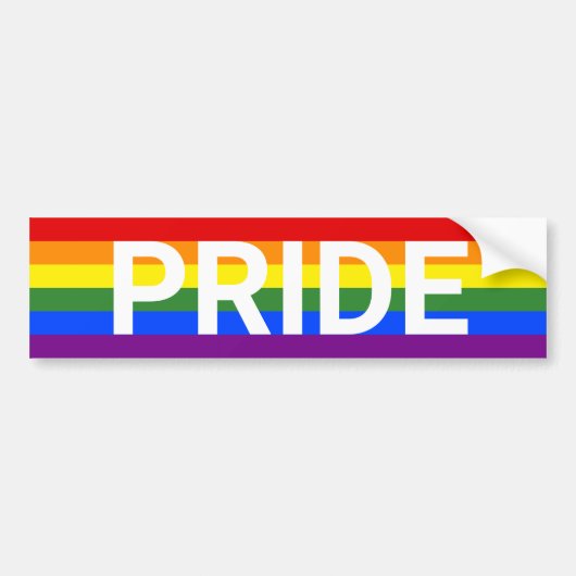 PRIDE Rainbow Stripes LGBT-vlag Bumpersticker (Voorkant)