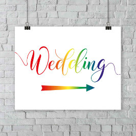 Pride Rainbow Wedding Arrow Teken right Direction Poster