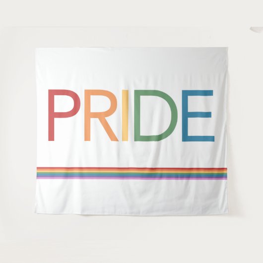 PRIDE Rainbow White Tapestry Wandkleed (Voorkant (horizontaal))