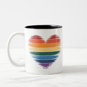 Pride Regenboog Hart Print LGBT Gay Pride Tweekleurige Koffiemok