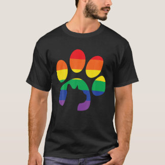 Pride regenboog in een kattenpootdruk en kat Silho T-shirt