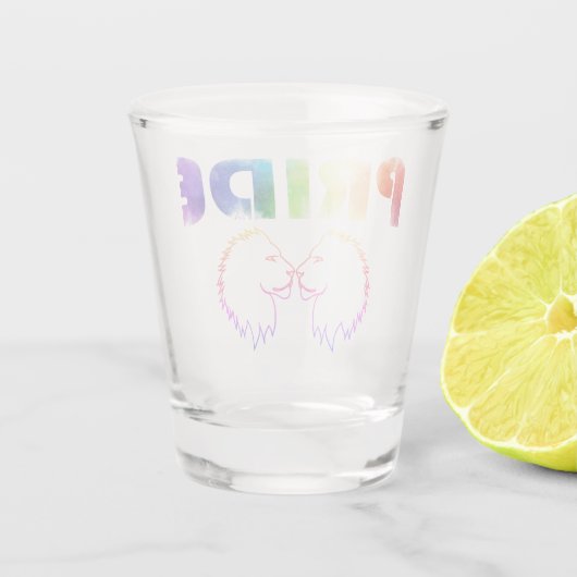 Pride Regenboog Leeuw Omtrek Transparant Shot Glas (Achterkant)