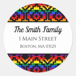 Pride Regenboog LGBTQ Geometrisch Retouradres Ronde Sticker