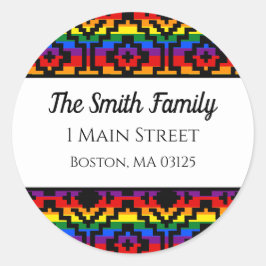 Pride Regenboog LGBTQ Geometrisch Retouradres Ronde Sticker