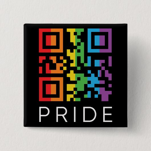 Pride regenboog QR-code LGBTQIA+ Vierkante Button 5,1 Cm (Voorkant)